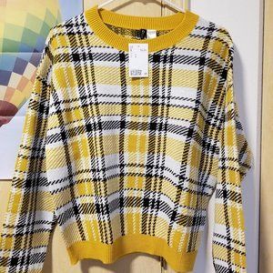 H&M Jacquard Knit Sweater, Yellow/Black, M